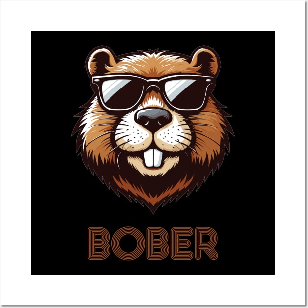 Funny Polish Internet Meme Bobr Bober Kurwa Beaver Sunglasses Wall Art by TenchiMasaki